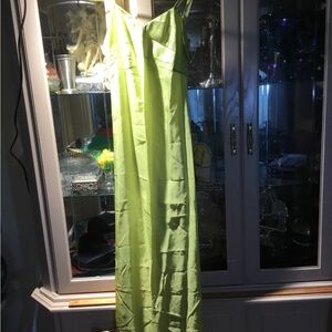 Elegant Lime Green Satin Slip Dress